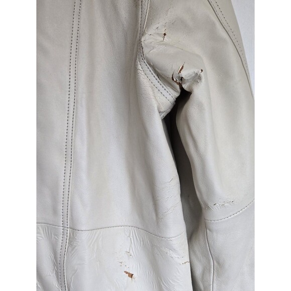 Excelled Collection Coat Womens LP White Leather Faux Fur Old Money Winter Long - Picture 7 of 11